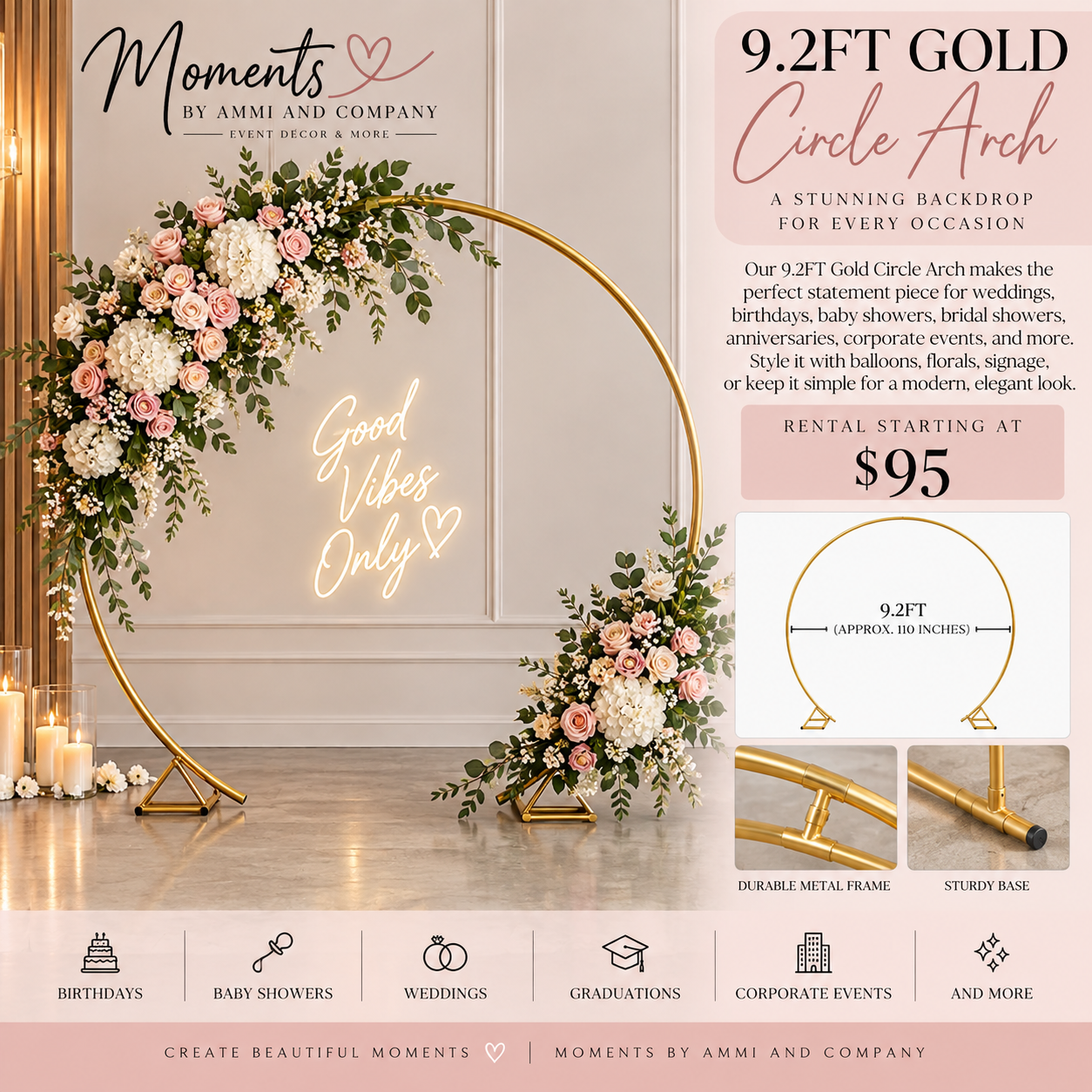 9.2FT Gold Circle Arch