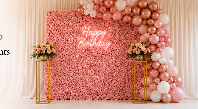 Pink Flower Wall