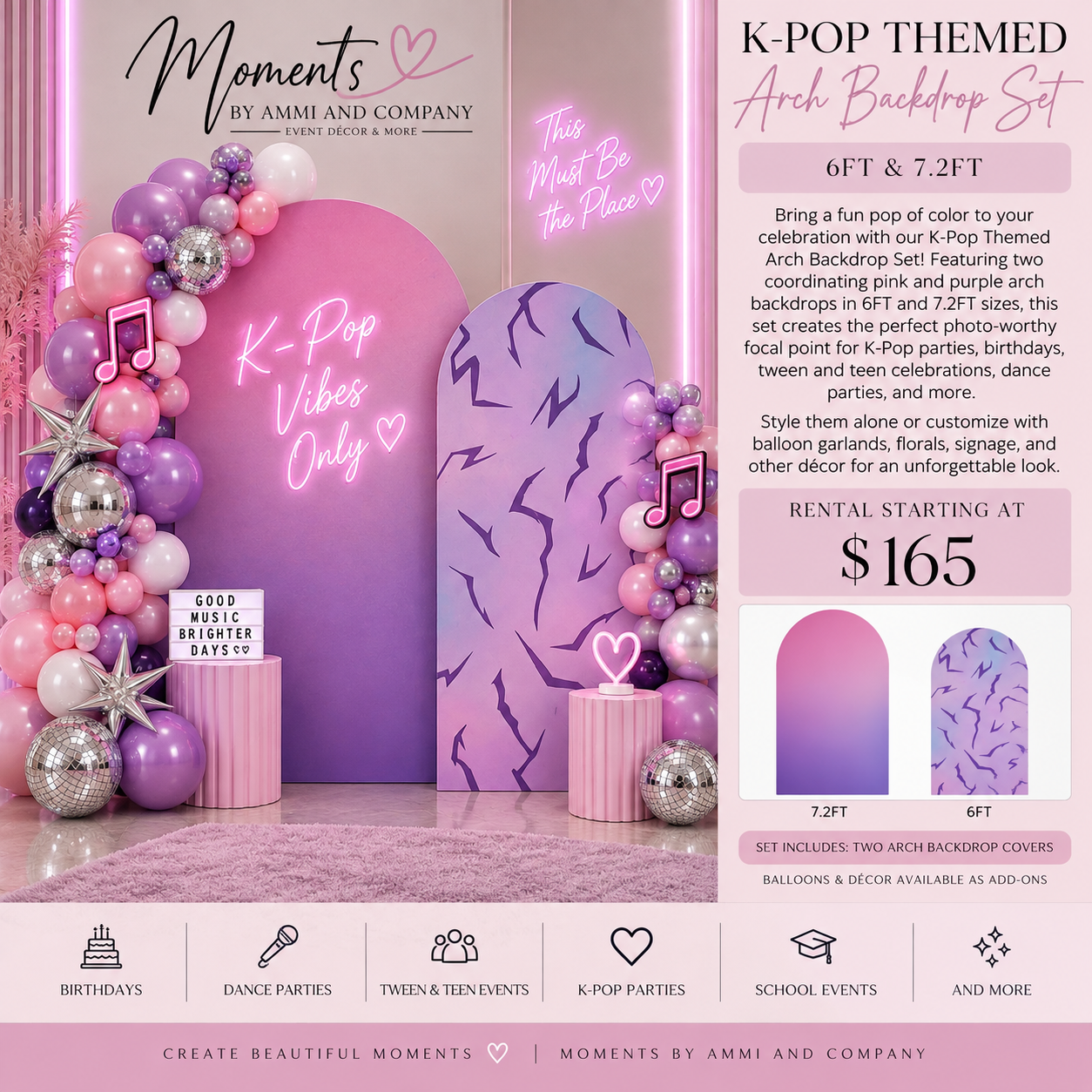 K-pop themed arch backdrop set